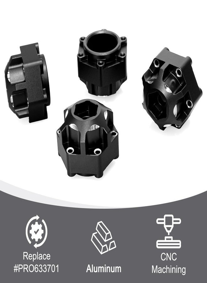 LRFHL 1/10 6x30 to 12mm Aluminum Hex Adapters 17.5mm Thickness for 1/10 Pro-Line Racing 6x30 to 12mm PRO633701 PL28 MX28 Wheel Hex Hub Adapter Upgrade Parts (Black) - Image 2